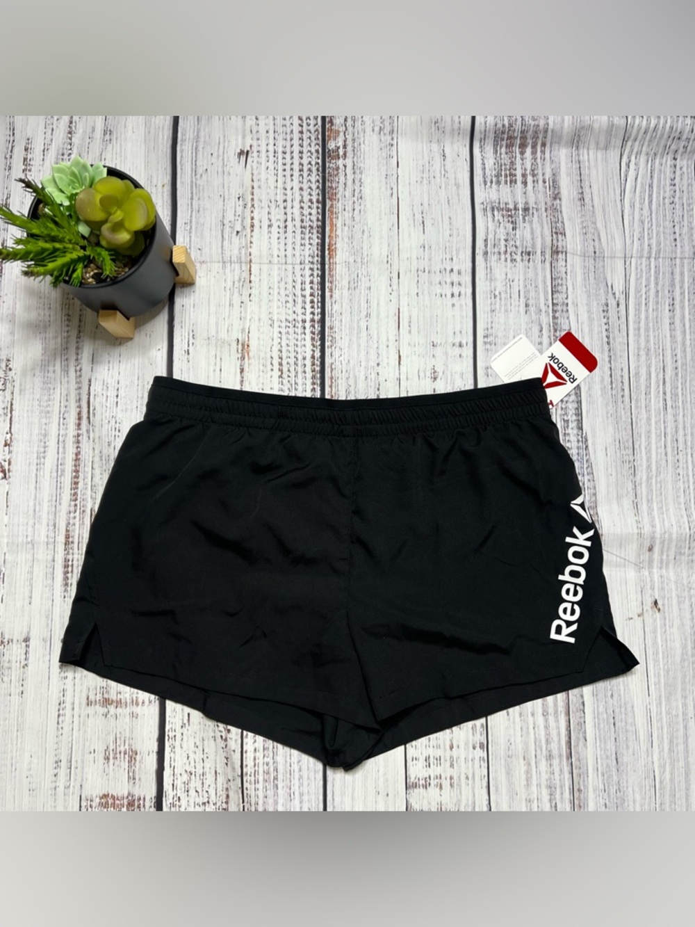 Reebok Black Women's Athletic Training Shorts with White Logo